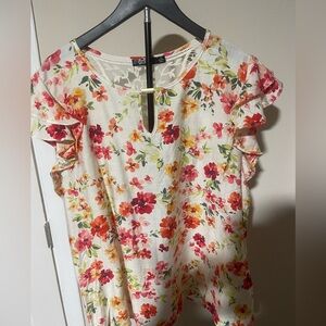 Floral Ruffle Sleeve Blouse